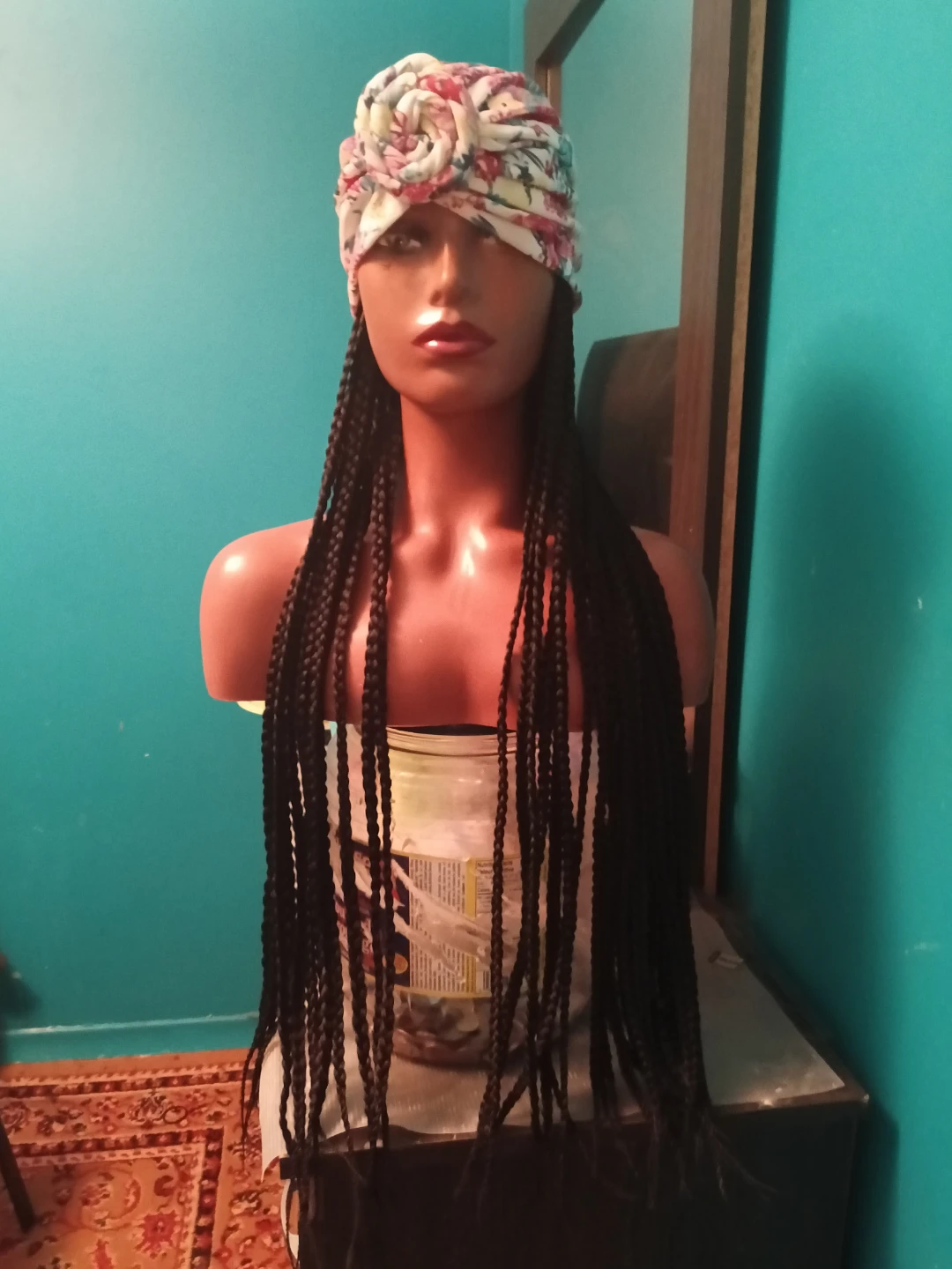 New!!! Floral Turban & Braided Wig