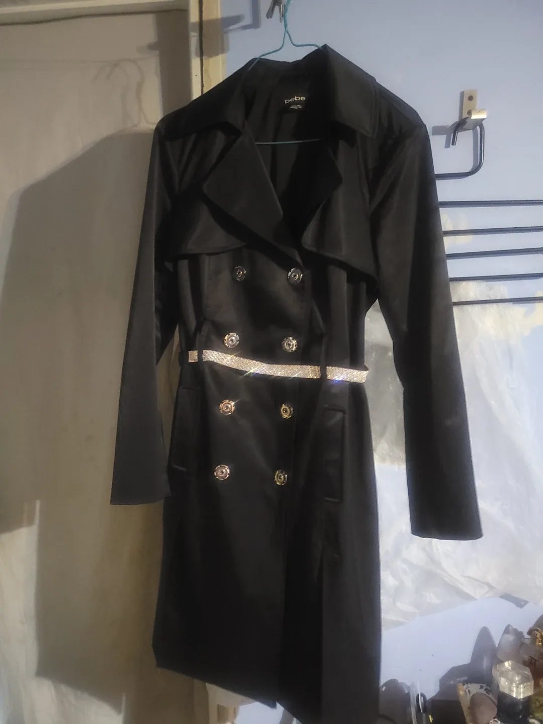 Bebe Black Trench Coat - Size M
