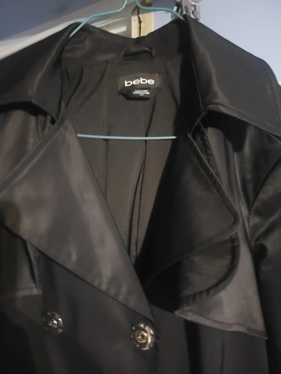 Bebe Black Trench Coat - Size M image indicator(2)