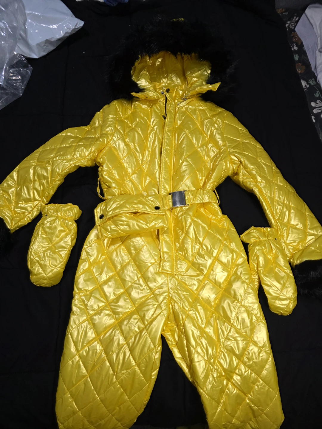 Yellow Padded Snowsuit with Mittens