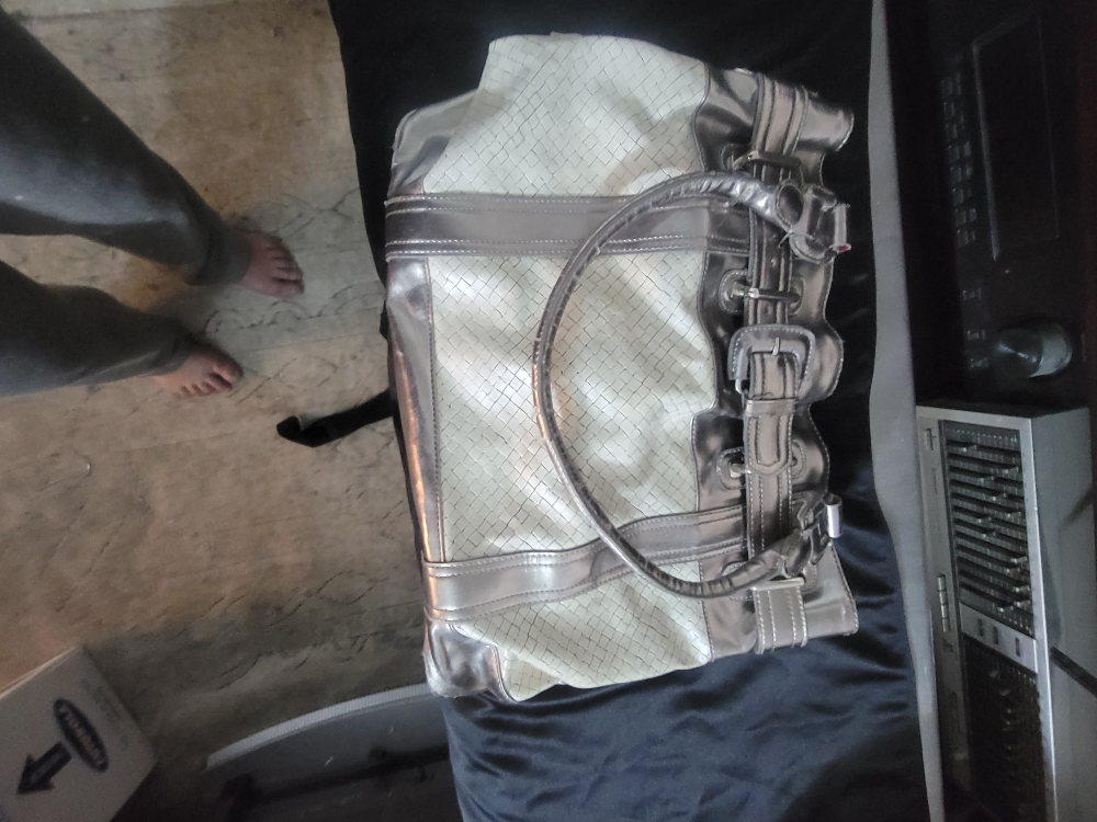 Guess White & Silver Tote Bag