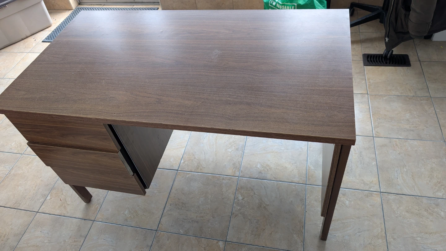 Brown Wood Desk with 3 Drawers