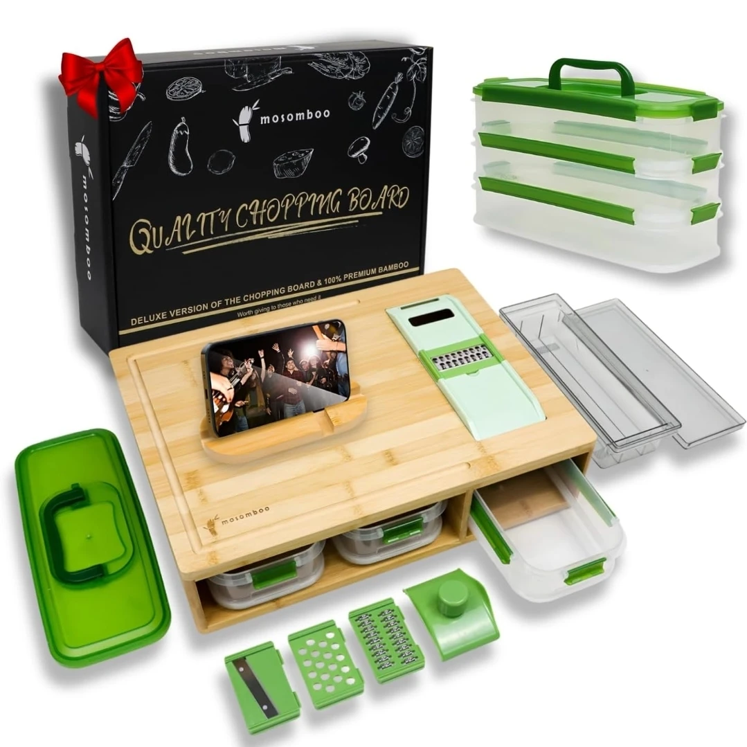 Mosomboo Quality Chopping Board Set - Deluxe Bamboo