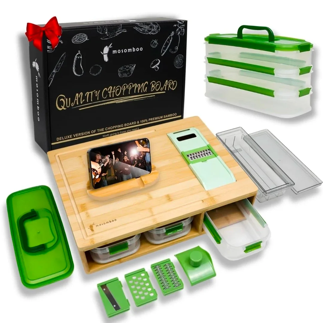 Mosomboo Quality Chopping Board Set - Deluxe Bamboo