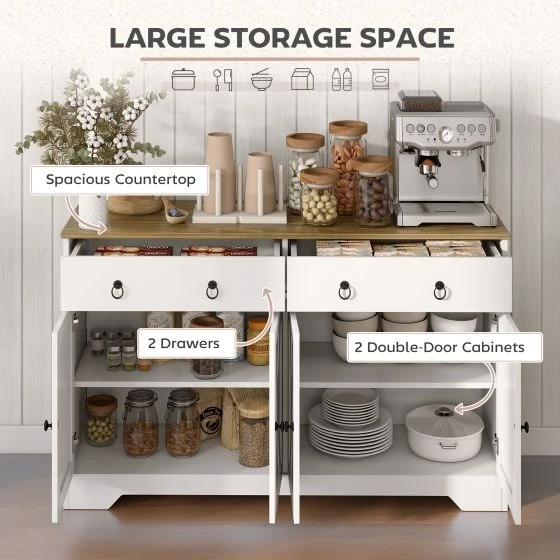 HOMCOM White & Wood Accent Cabinet - photo 3