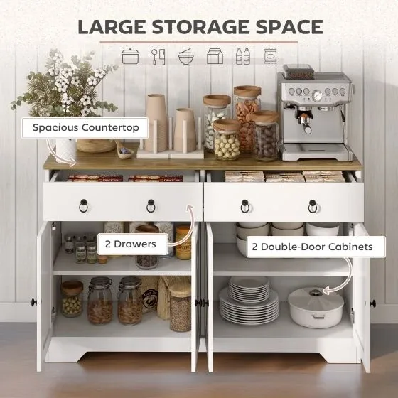 HOMCOM White & Wood Accent Cabinet image indicator(3)