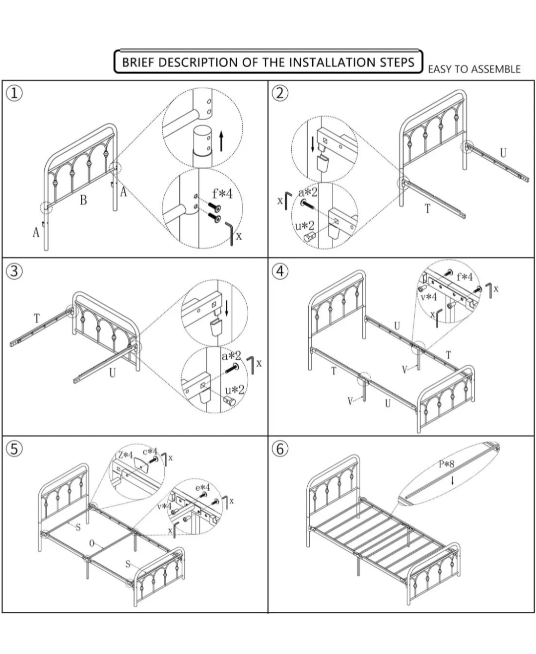 Metal Single Bed Frame - Brown - photo 3
