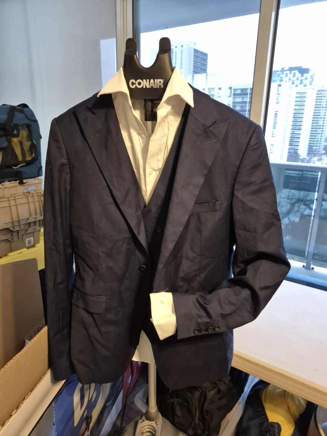 Men's 3 pieces Navy Blue Suit (Jacket, Vest, Pants)