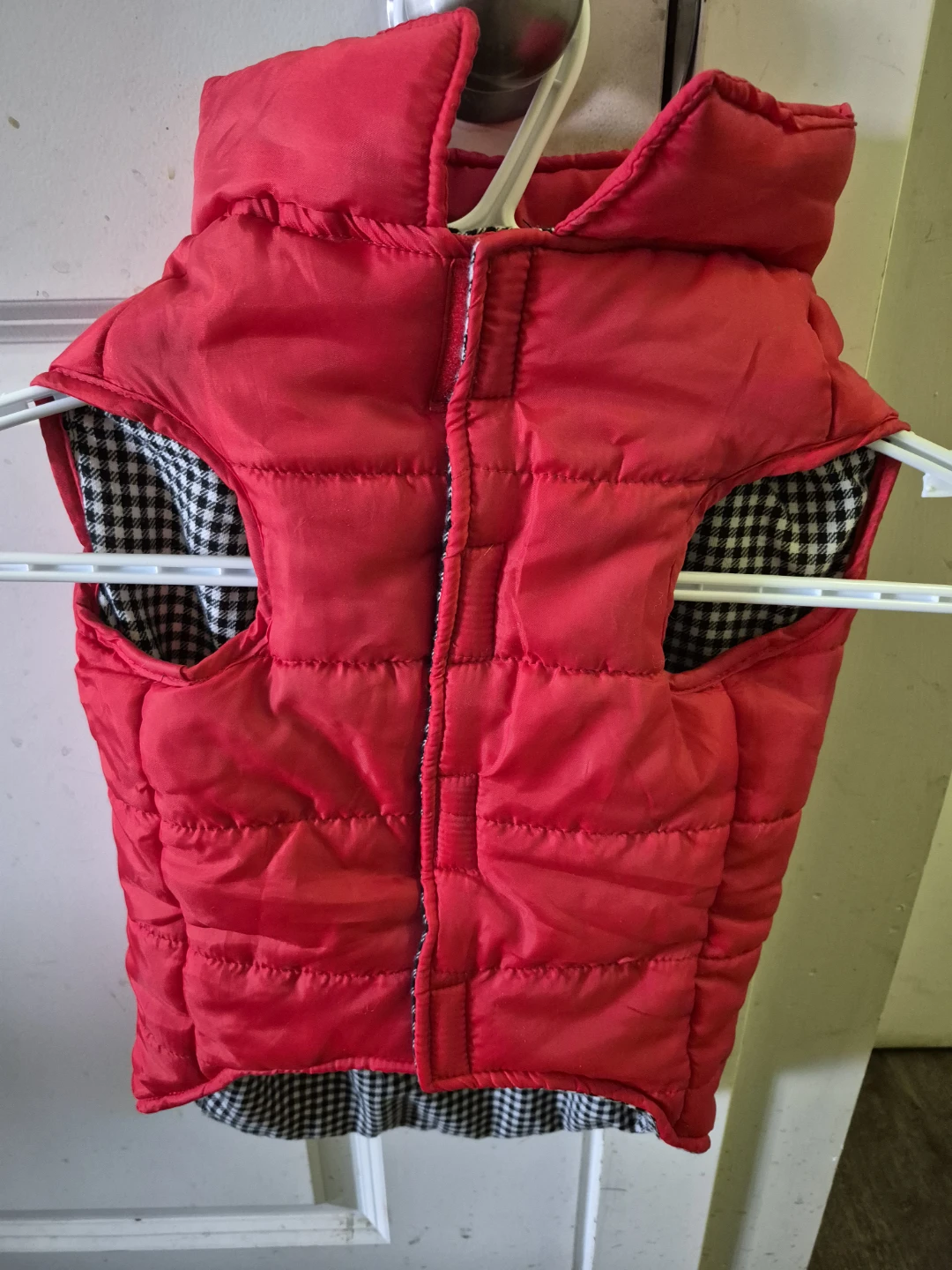 Red Dog Puffer Vest with Bone Detail Size Large