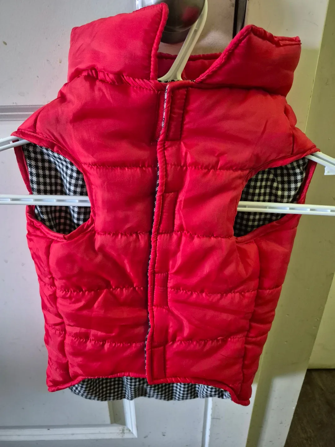 Red Dog Puffer Vest with Bone Detail Size Large