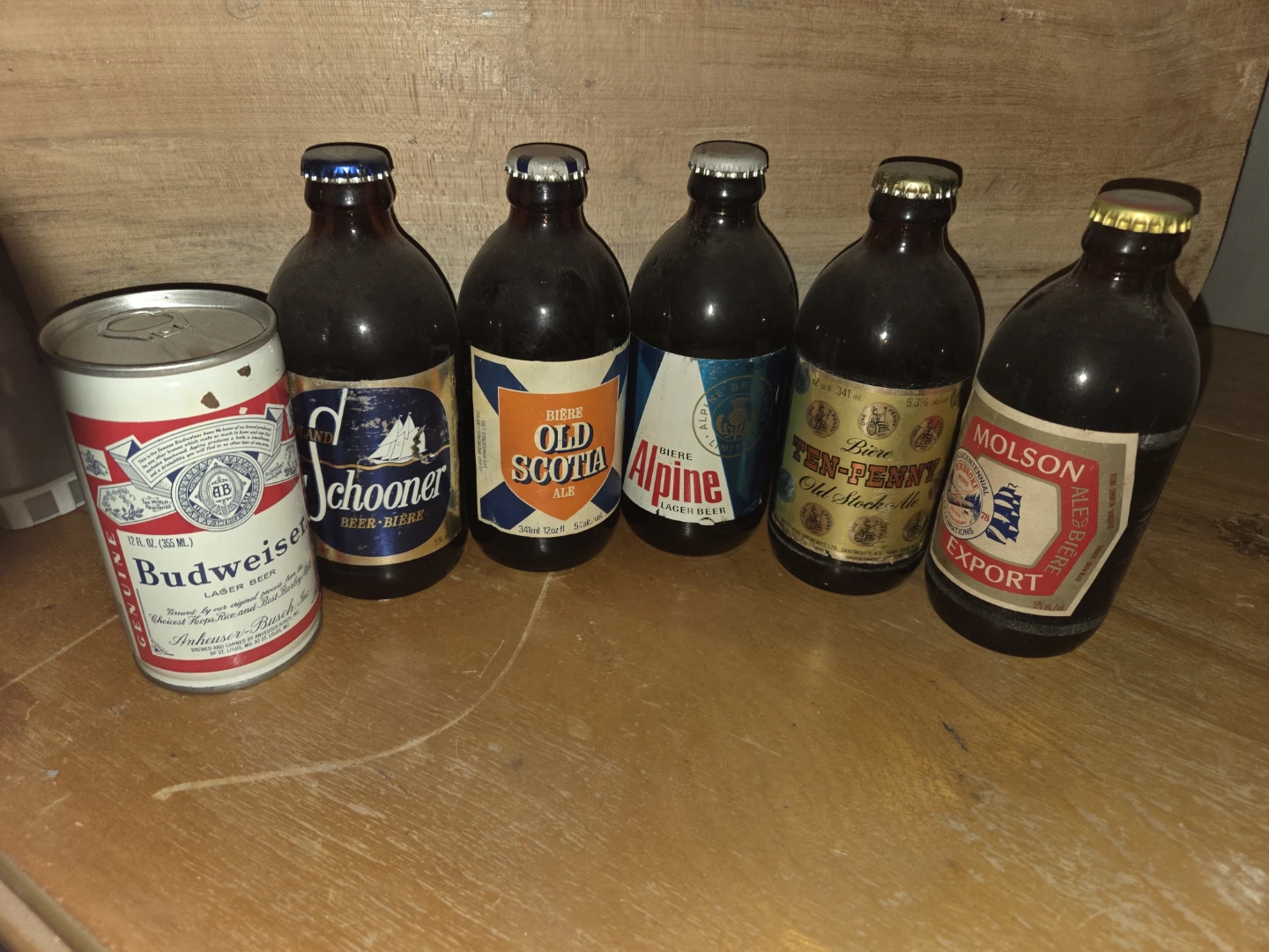 Vintage Beer Bottles & Budweiser Can