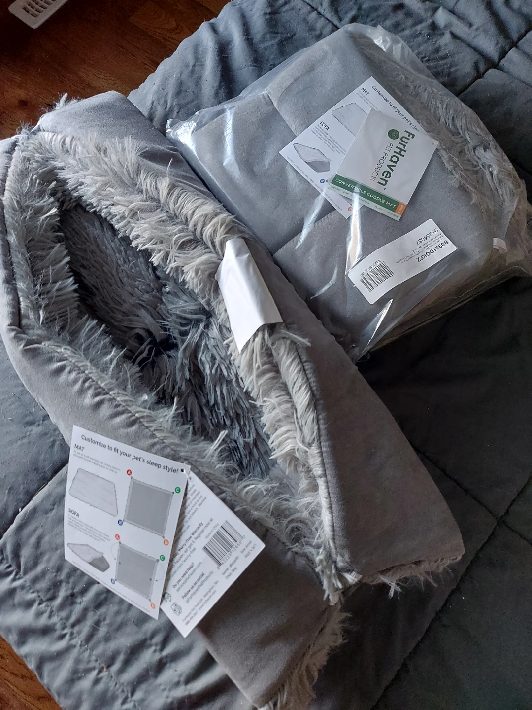 Furhaven Convertible Pet Bed - Grey
