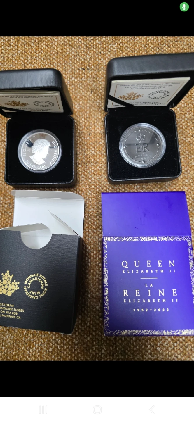 Royal Canadian Mint $20 Fine Silver Coins $115 &$150 - photo 2