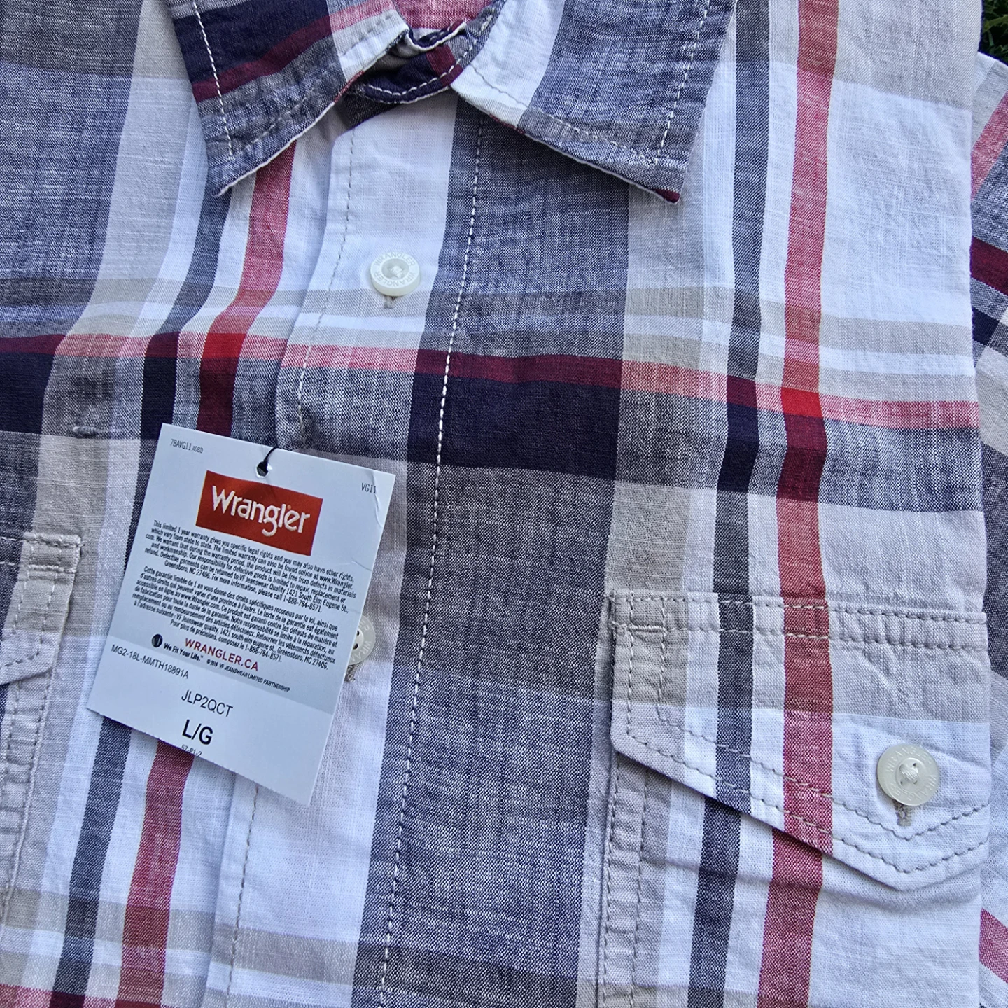*New Wrangler Plaid Shirt - Size L - photo 5