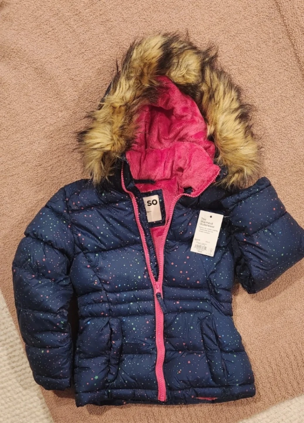 Galaxy Star Print Puffer Jacket - Size 4/5
