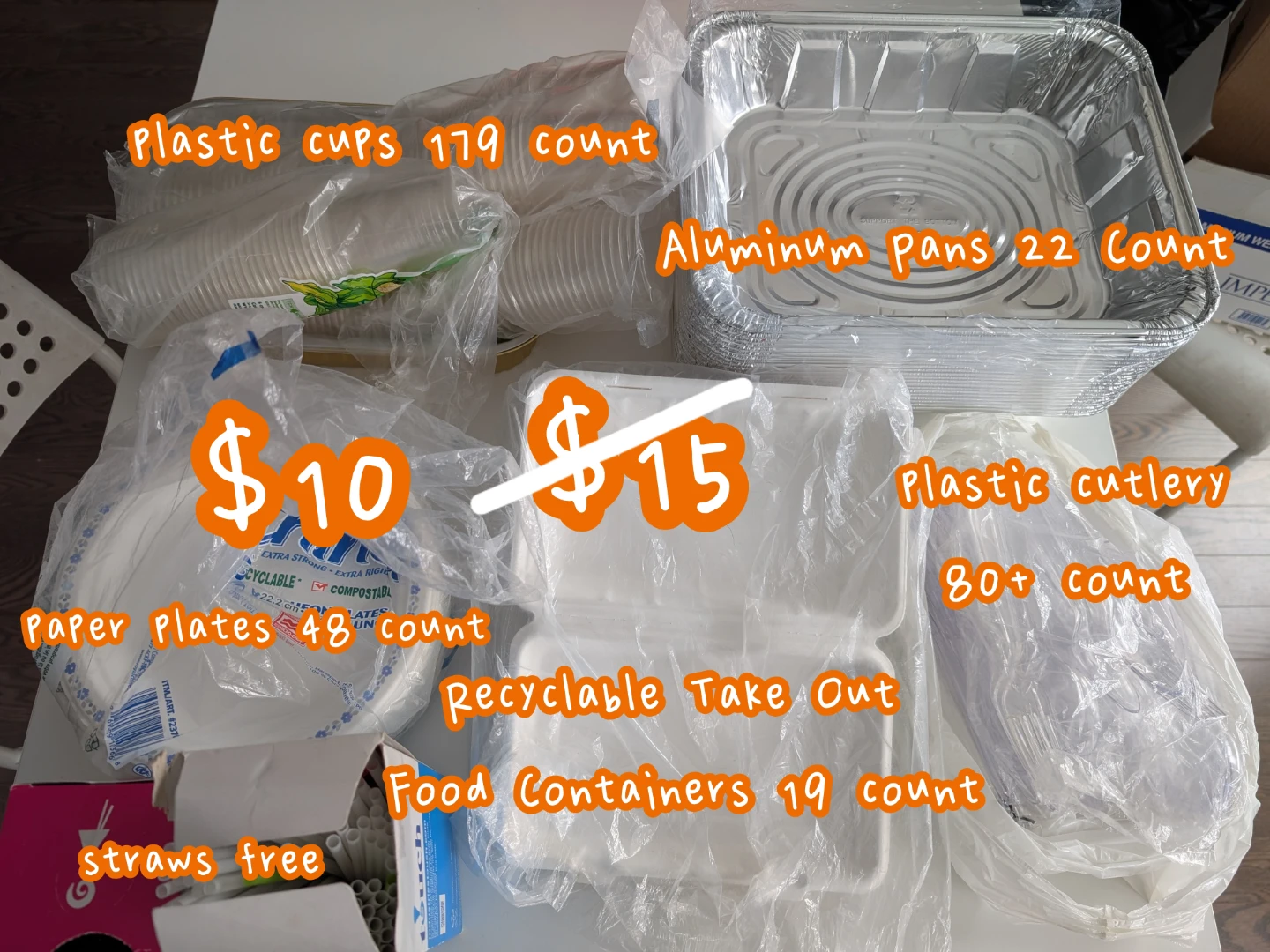 Bulk Disposable Party Supplies - Cups, Plates, Cutlery, Pans