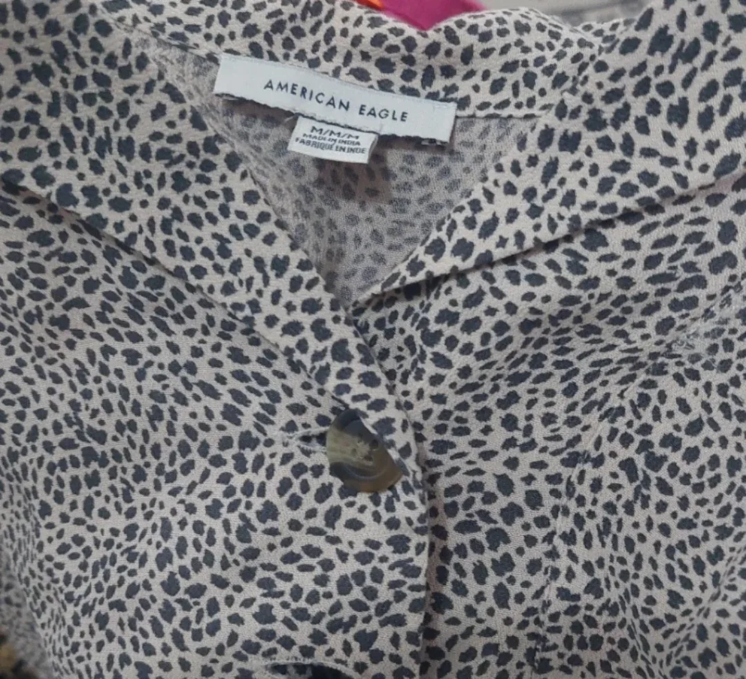 American Eagle Leopard Print Button-Up Shirt - M