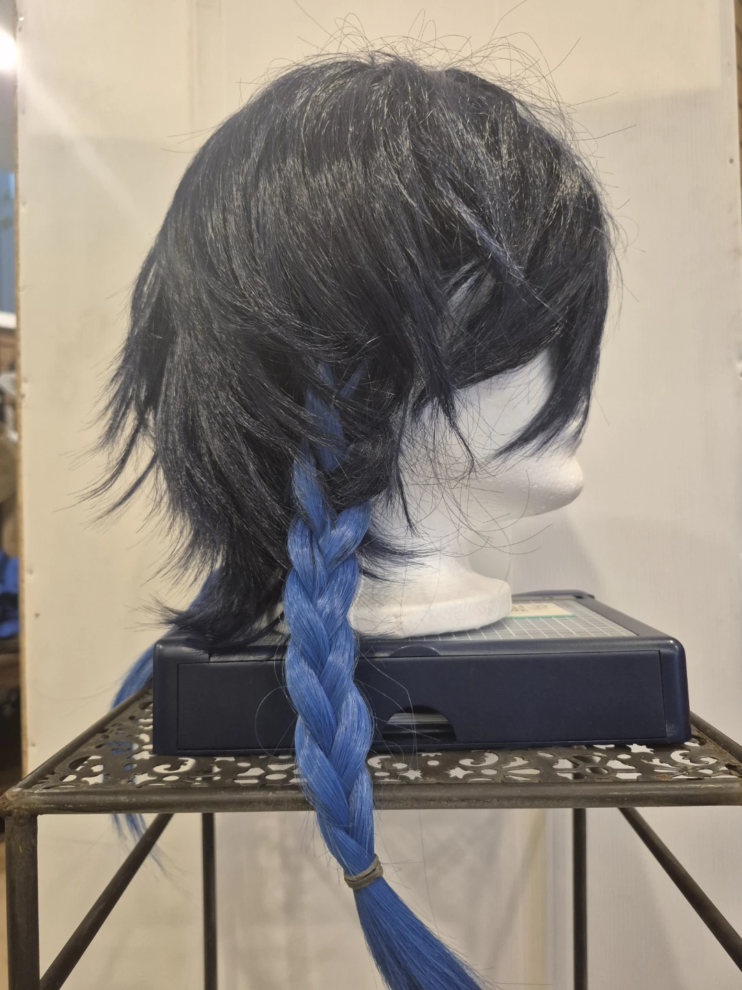 Blue & Black Synthetic Fiber Wig - photo 4