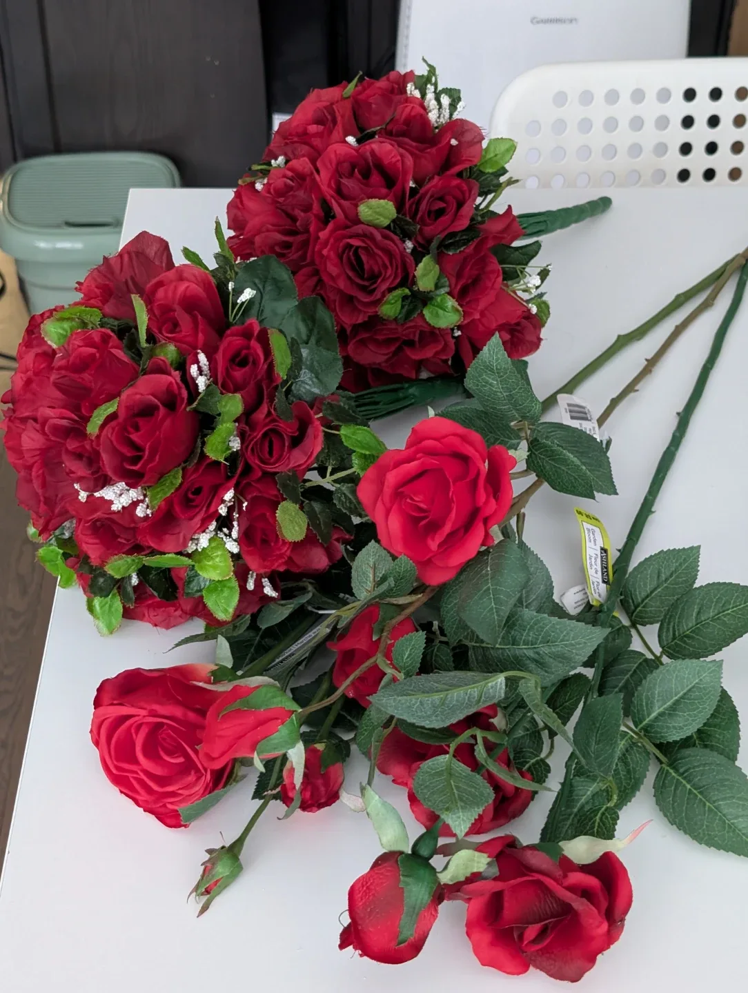 Red Artificial Flowers (Bouquet & Stems)