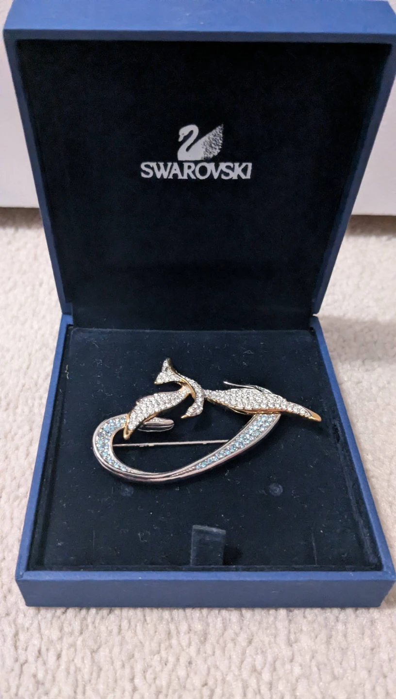 Swarovski Dolphin Brooch with Box