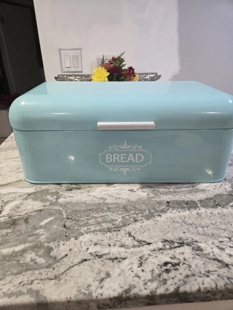Turquoise Metal Bread Box