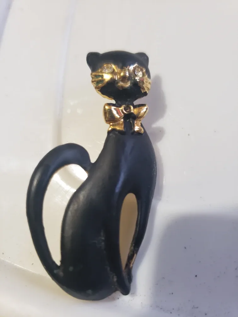 Vintage Black Cat Brooch