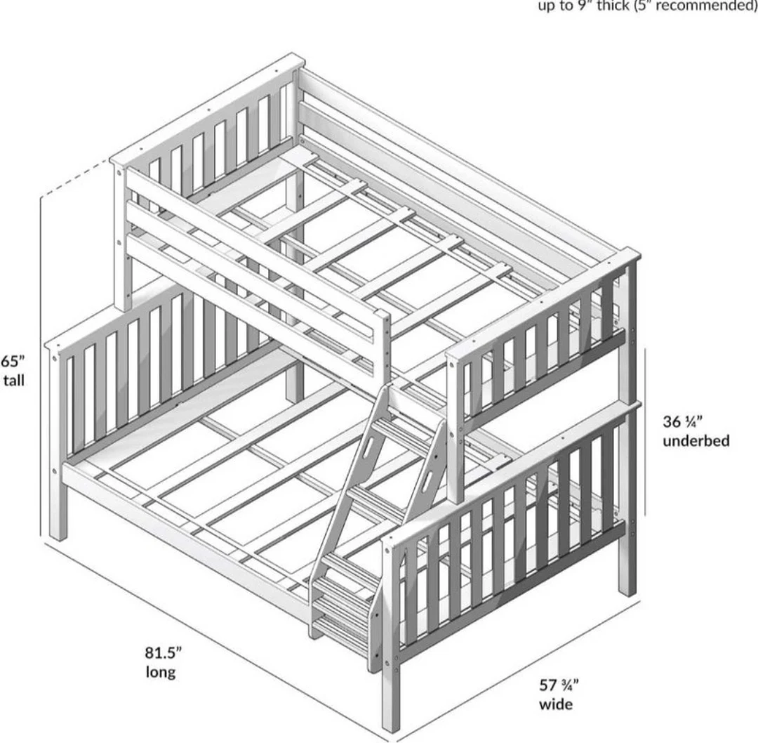 Wooden Bunk Bed Frame, Blue - photo 3