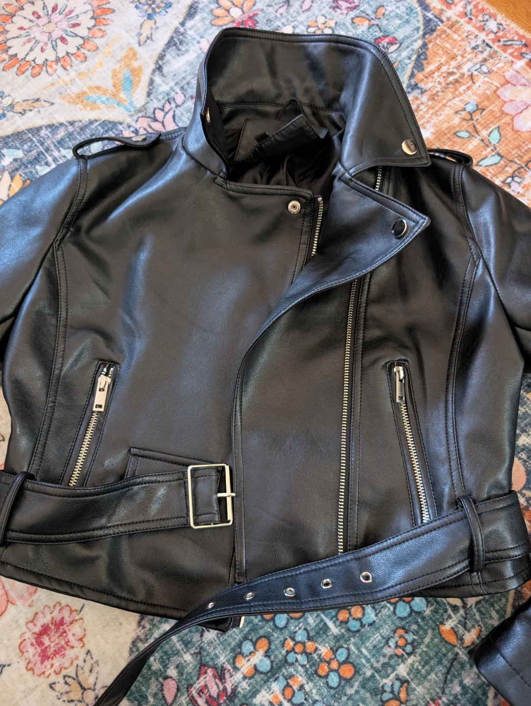 Black Pleather Biker Jacket size small