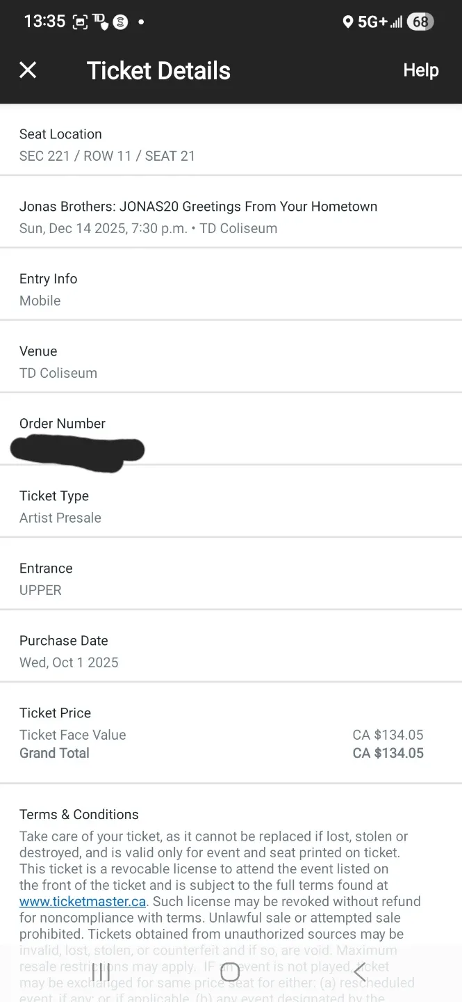 Jonas Brothers Ticket - Dec 14, 2025