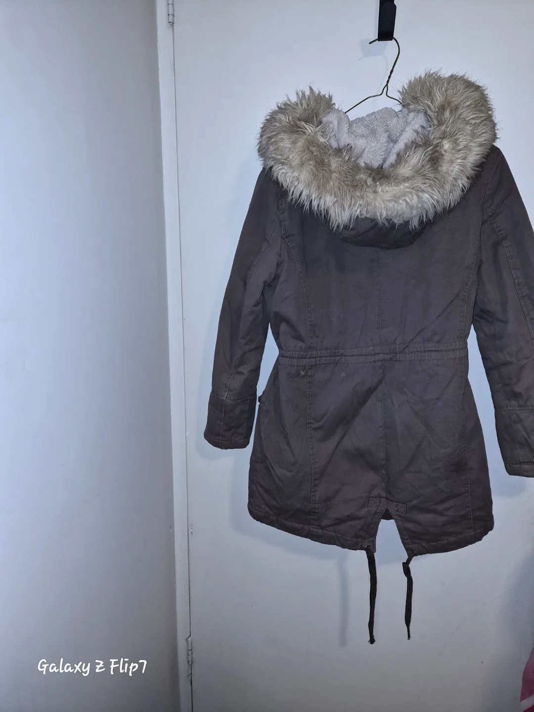Olive Green Winter Parka with Faux Fur Hood image indicator(3)