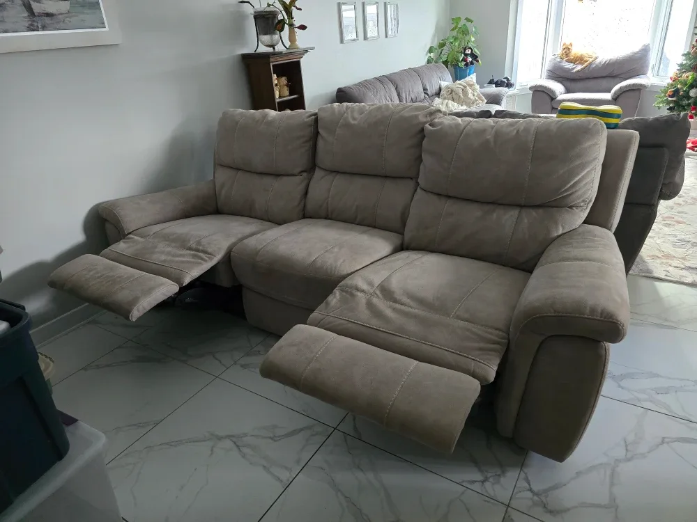 Beige Reclining Sofa
