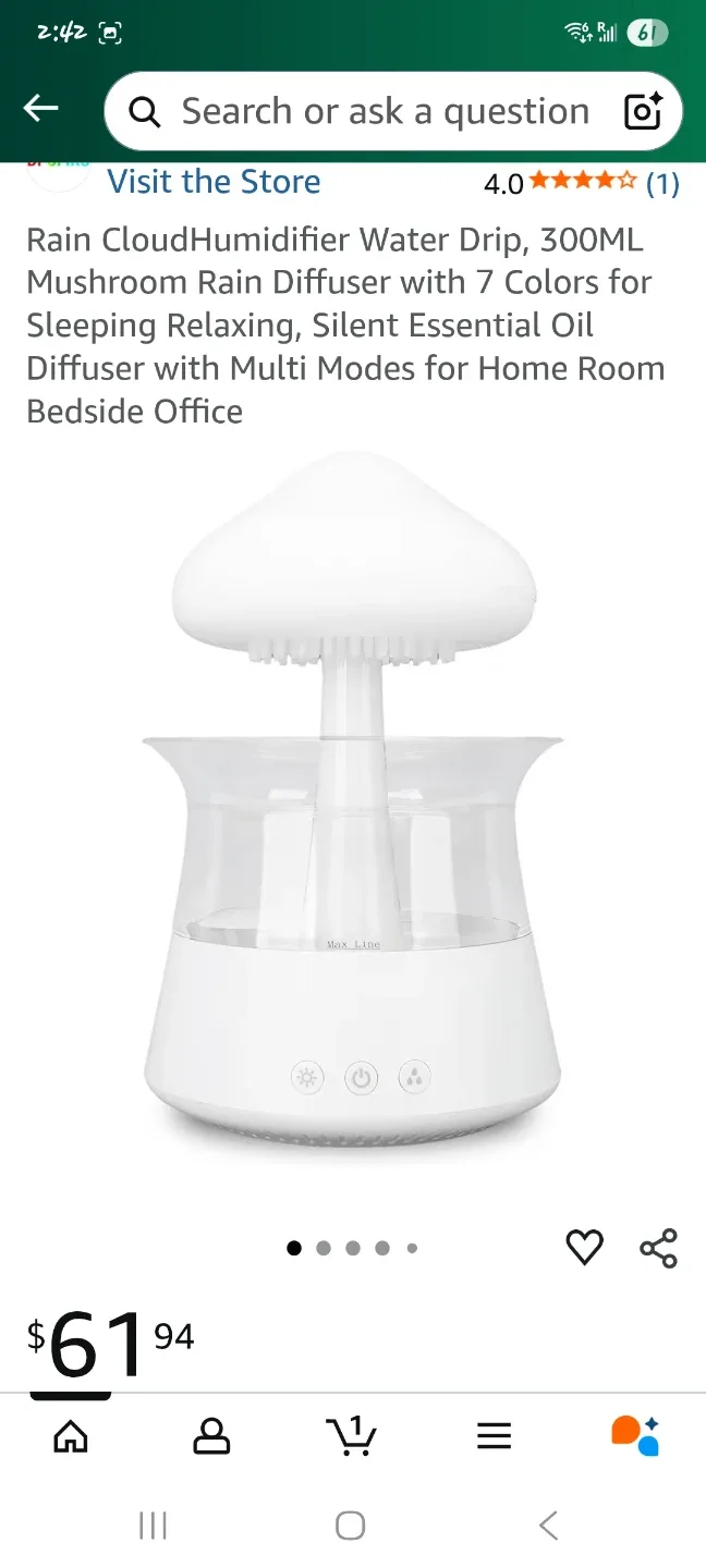 Rain Cloud Humidifier Mushroom Aroma Diffuser