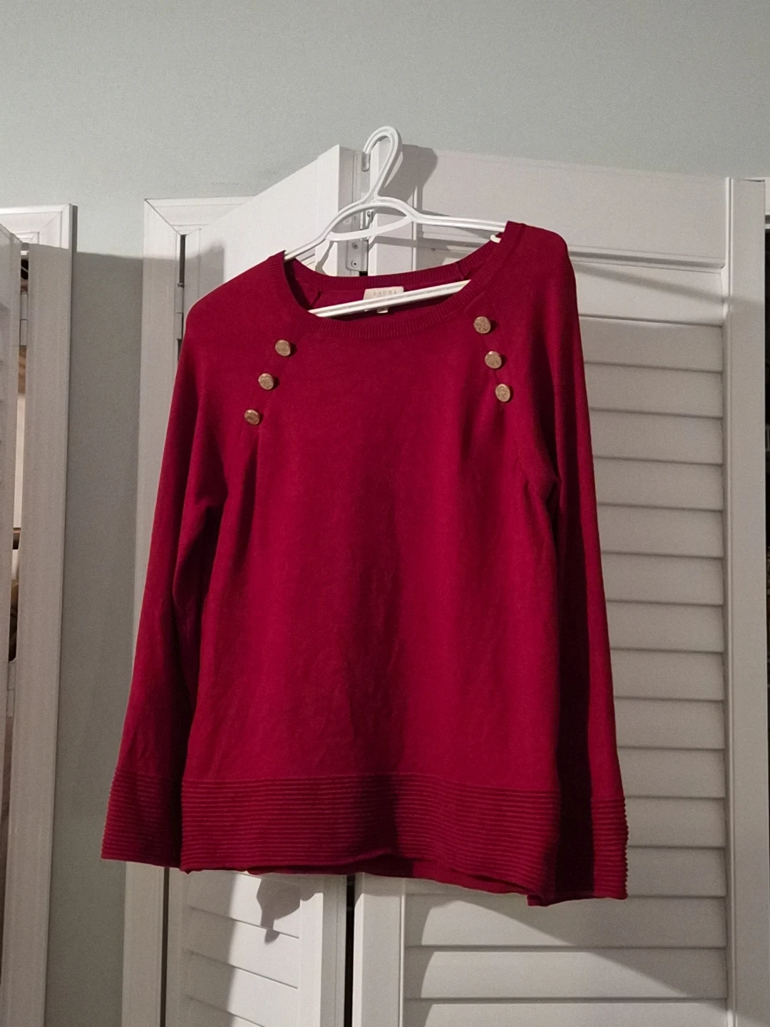 Laura Burgundy Knit Sweater – Gold Button