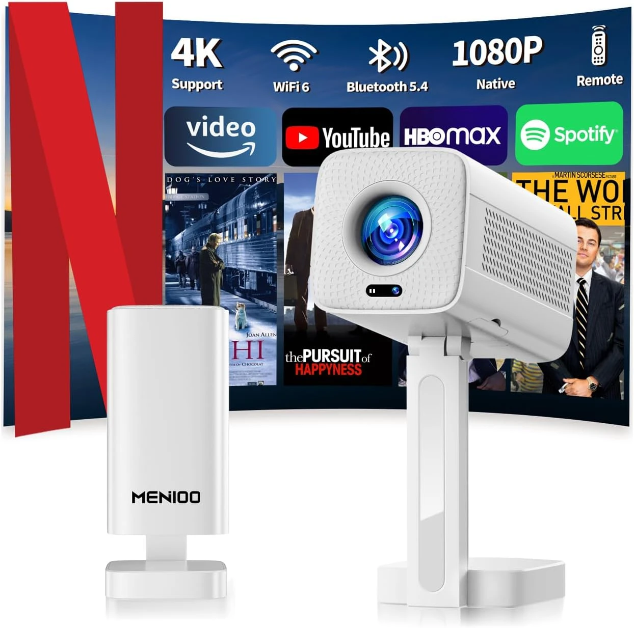 MENIOO M3 Projector - Bluetooth 5.4, 1080P Native