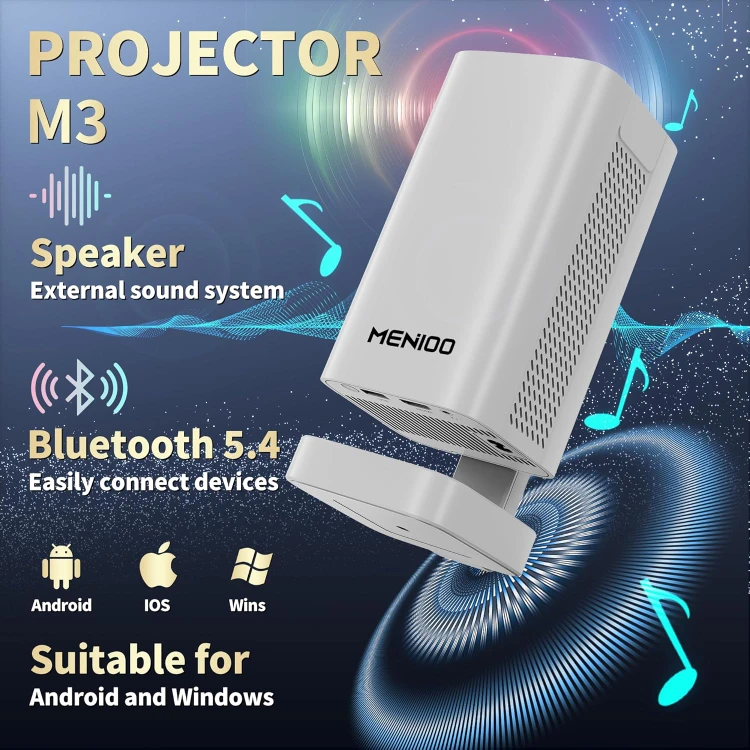 MENIOO M3 Projector - Bluetooth 5.4, 1080P Native - photo 3