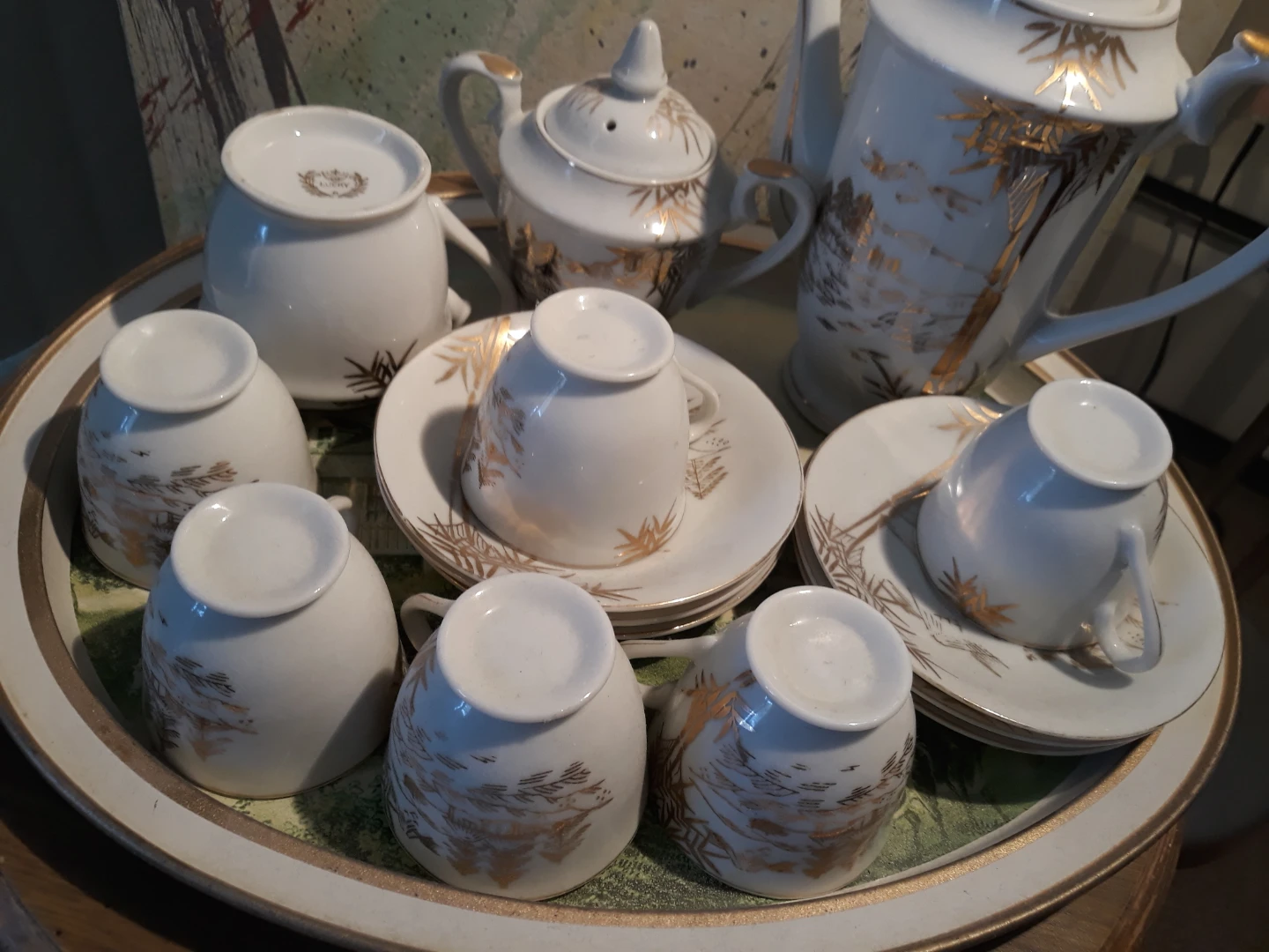 Lucky Tea Set - White with Gold Bamboo Design - photo 3