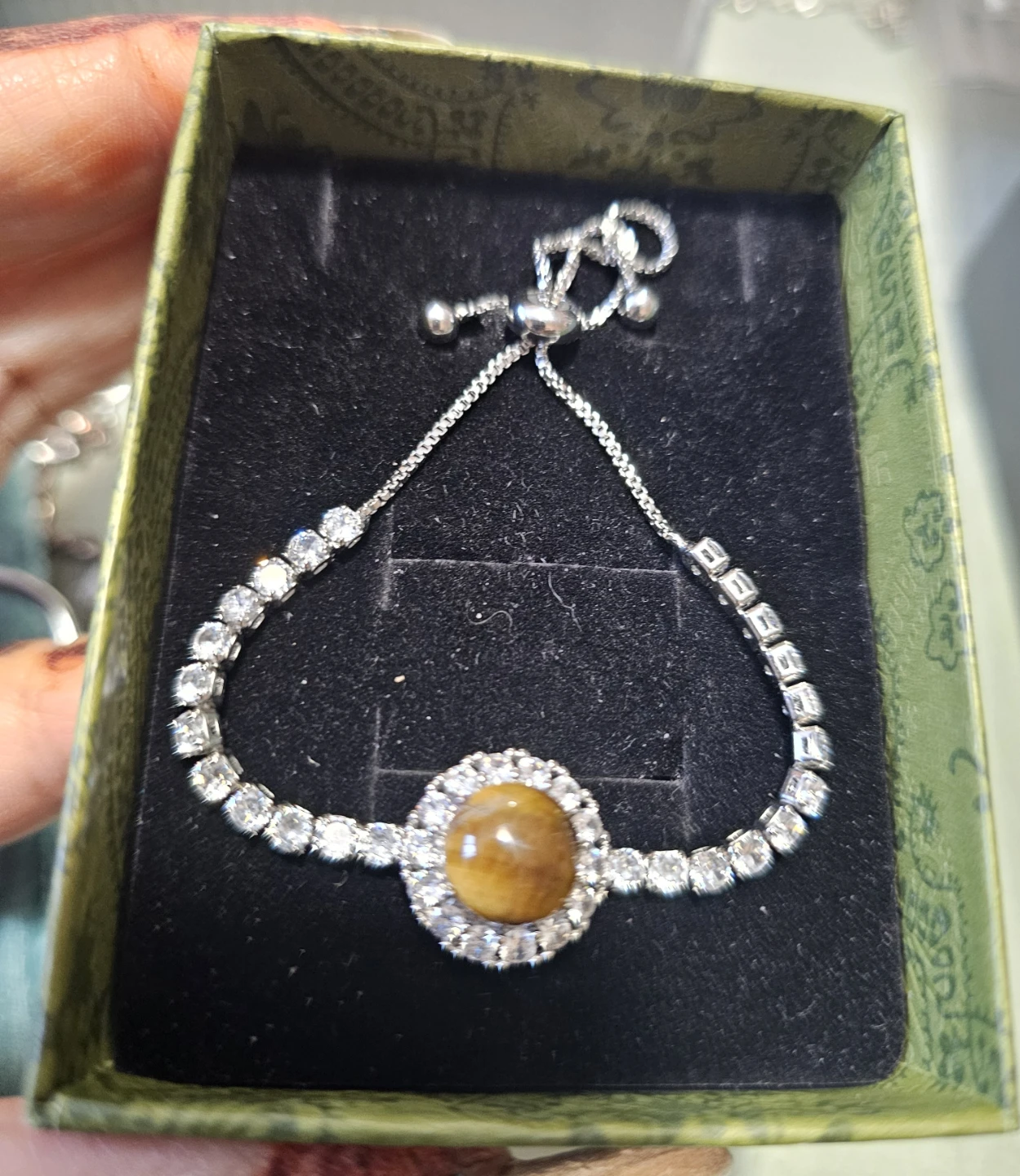 Silver Bracelet with Tiger Eye Stone