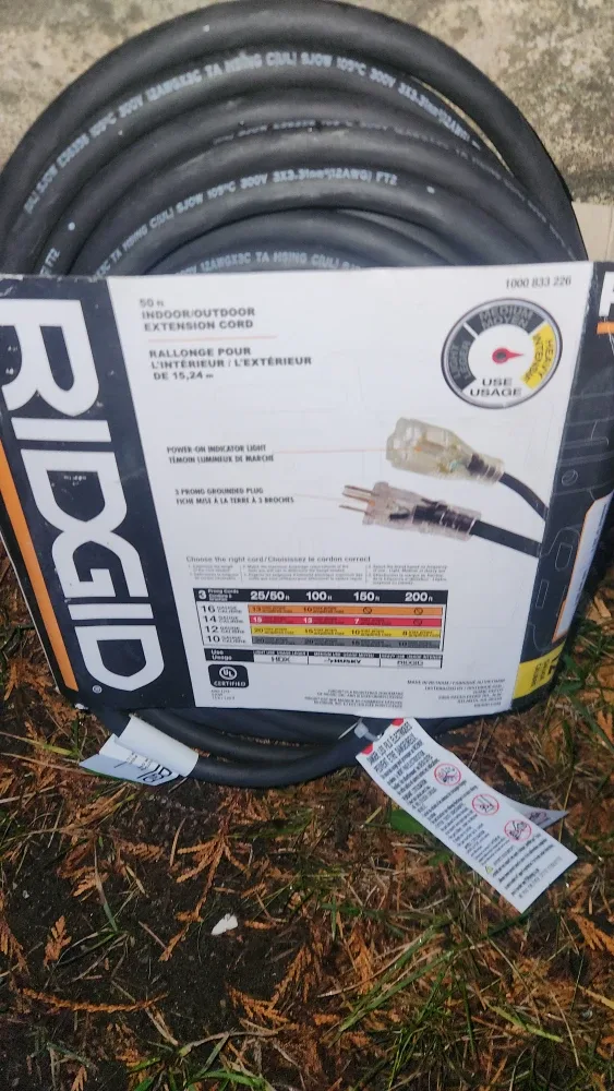 RIDGID 50ft Indoor/Outdoor Extension Cord image indicator(2)