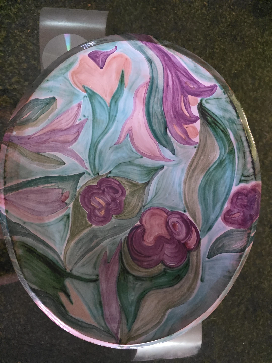 Hand Painted terra cotta Round Decorative Plate