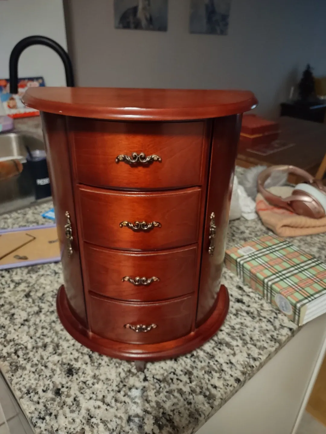 Mahogany Jewelry Box with Drawers