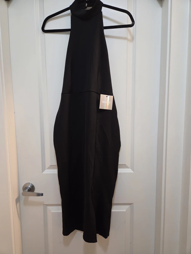 #cleanout New Missguided Black Halter Dress in size us10