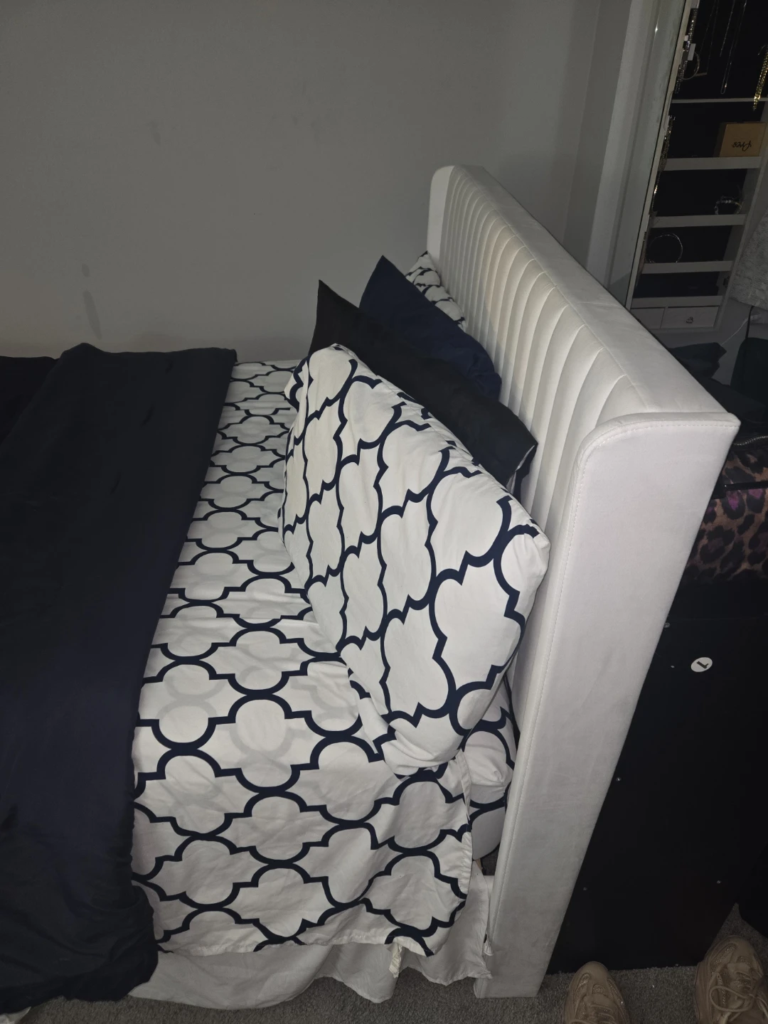 White Upholstered Queen Bed Frame - photo 4
