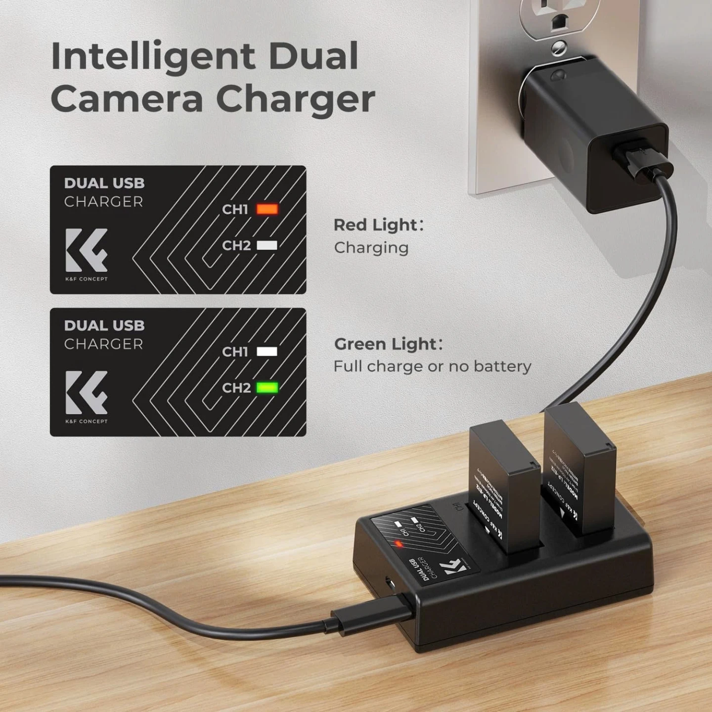 K&F Concept Dual USB Camera Battery Charger - photo 3