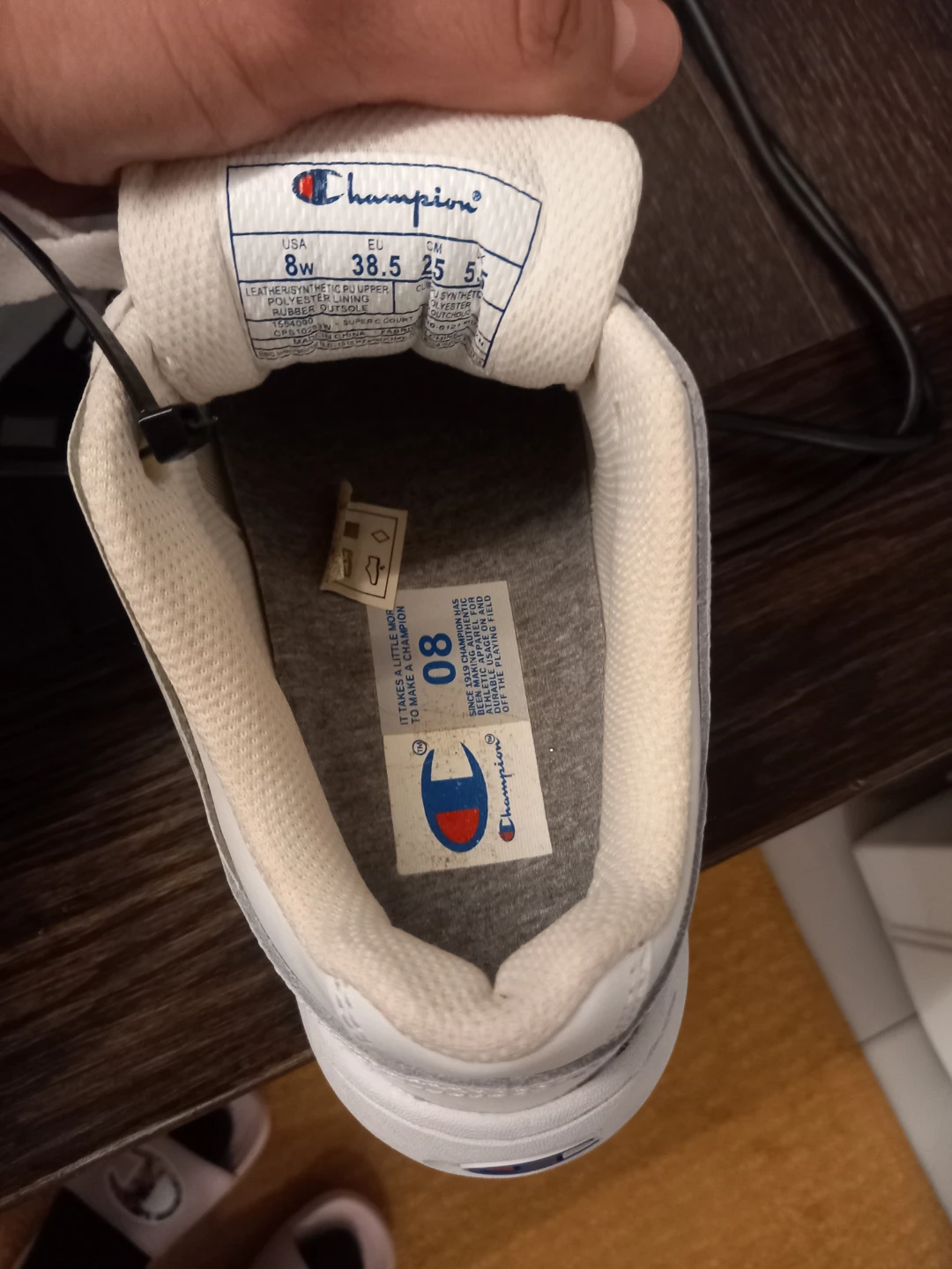 Champion White Leather Sneakers - Size 8W - photo 4