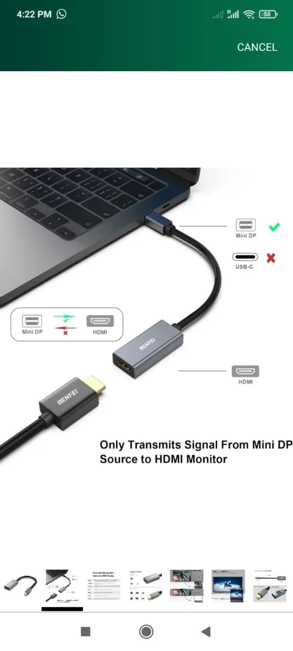 BENFEI Mini DisplayPort to HDMI Adapter image indicator(2)
