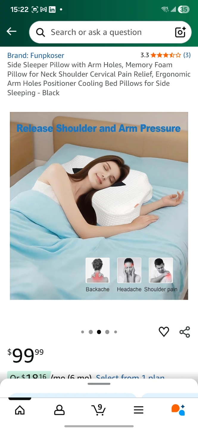 Funpkoser Side Sleeper Pillow with Arm Holes - photo 3