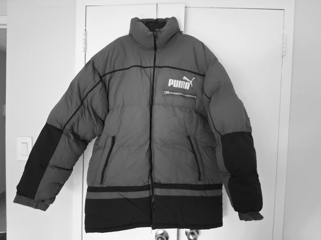 Grey Puma Puffer Jacket - Vintage - XXL