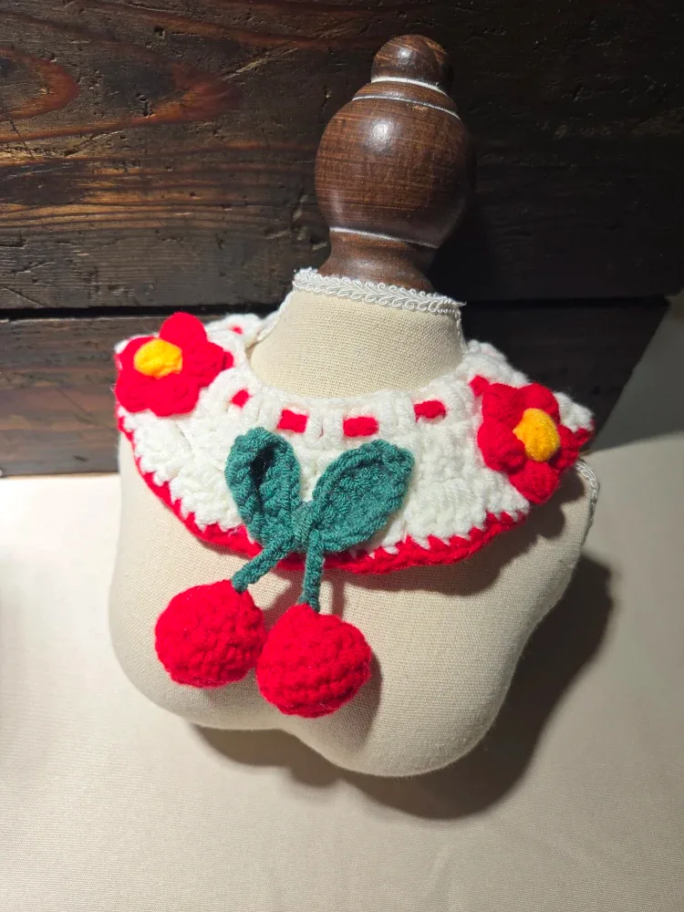 Handmade Adjustable Crochet Pet Collar, Christmas gift #Cleanout