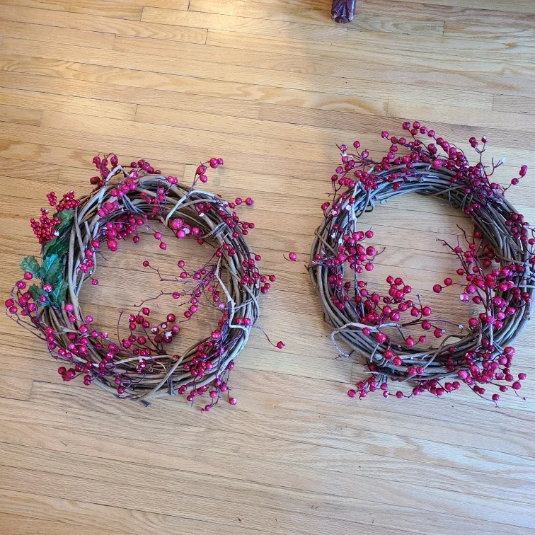 Two 18" wicker Holiday Berry Wreaths for $30!