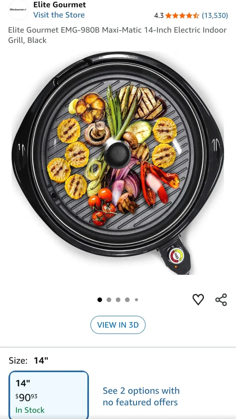 Elite Gourmet EMG-980B 14-Inch Electric Grill